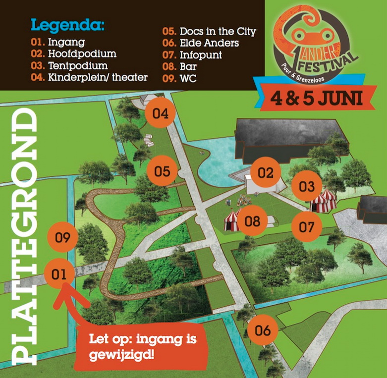 plattegrond 1anderfestival 4 en 5 juni 2016