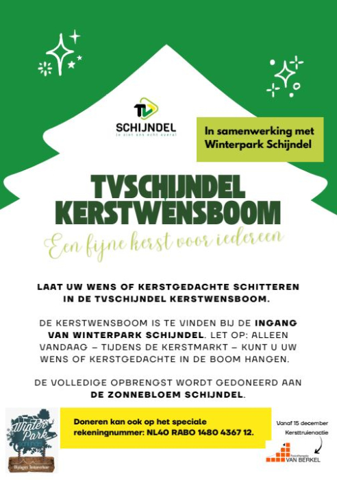 TVSchijndel Kerstwensboom en Winterpark steunen De Zonnebloem Schijndel